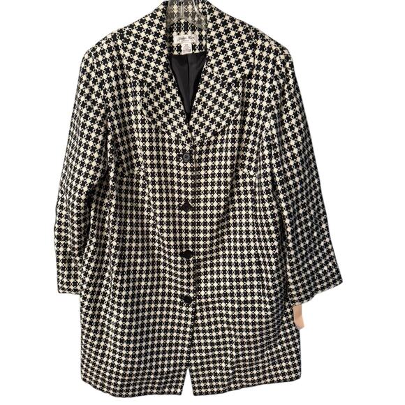 Judith Hart Black Ivory Knee-Length Coat 22W Fully Lined - Picture 5 of 6